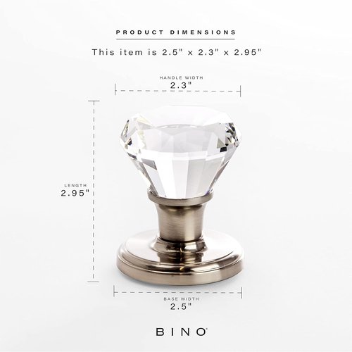 BINO Crystal Door Knobs Set - Elegant Satin Nickel Finish with Functional Design - Interior Decor
