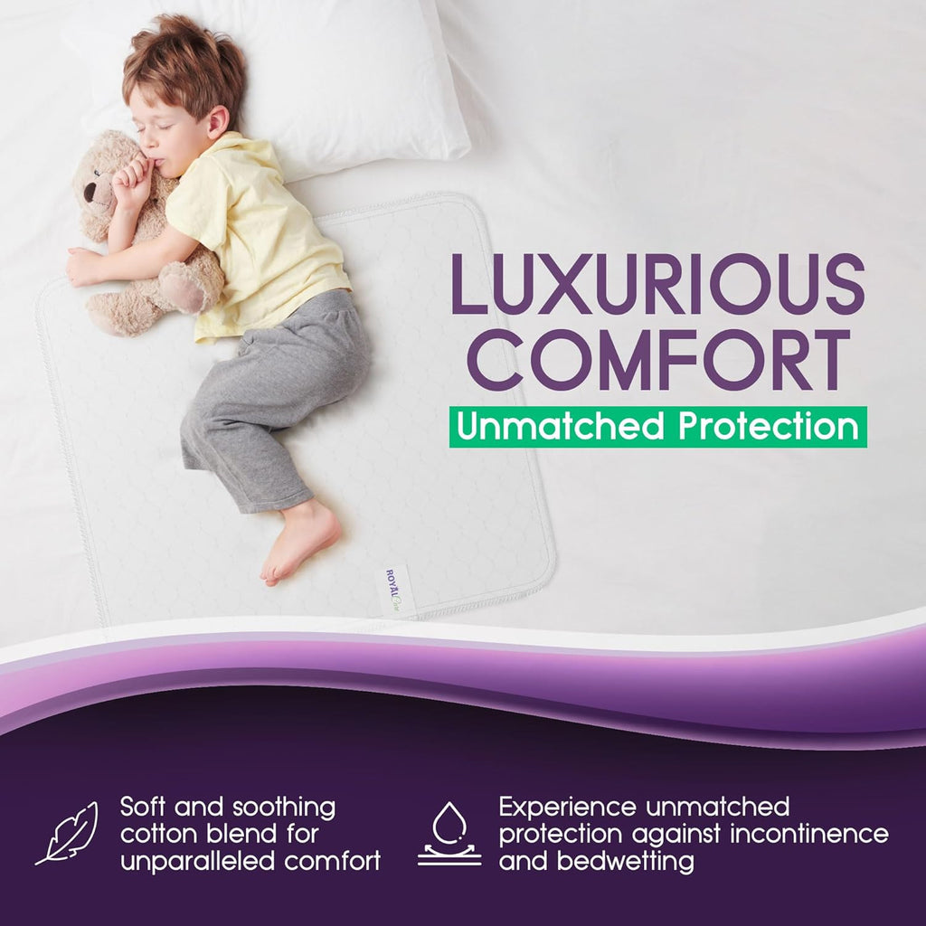 Skiennix Incontinence Bed Pads - Reusable Waterproof Underpads for Chairs & Mattresses - Highly Absorbent, Machine Washable - 34x36 Inches, Blue (Pack of 4)