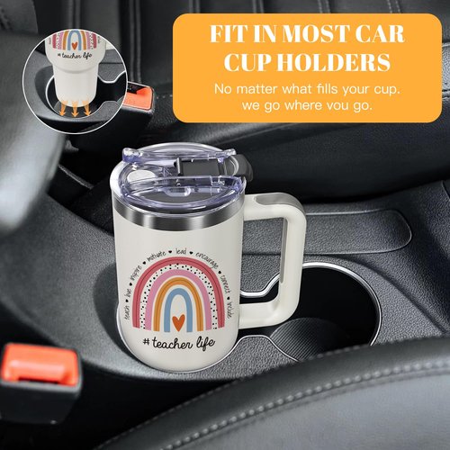 iAOVUEBY Teacher Appreciation Gifts, Teacher Gifts for Women from Student - 40oz Tumbler with Handle, Coffee Mug