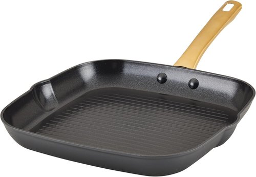 Farberware Forged Induction Ceramic Cookware | Nonstick 11-Inch Square Grill Pan - Black & Gold, Dishwasher Safe