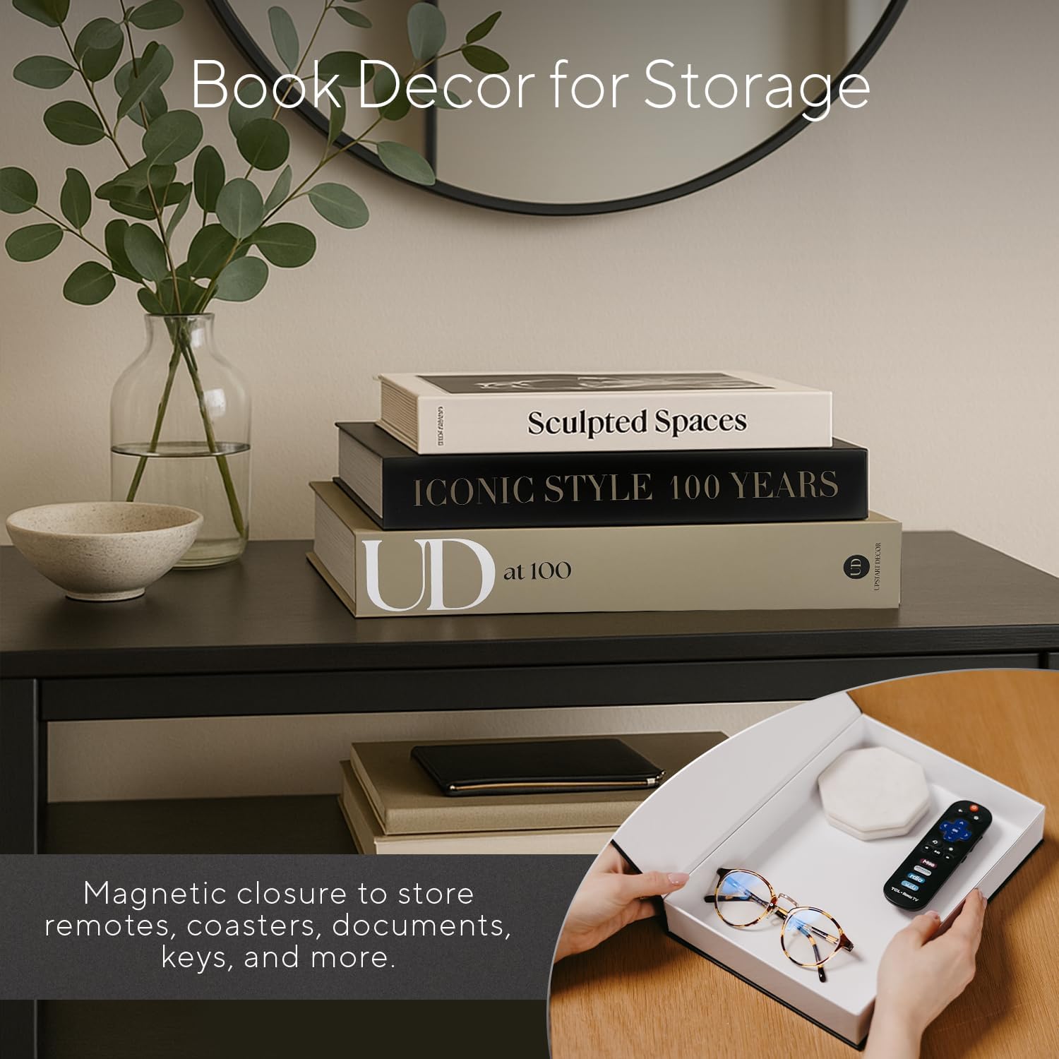 Regine Switzerland Aesthetic Decorative Books - Set of 3 Faux Designer Books for Mid-Century Decor | Minimalist Storage Box