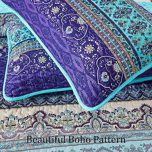 Boho Twin Quilt Bedding Set - 2 Piece All-Season Microfiber Coverlet