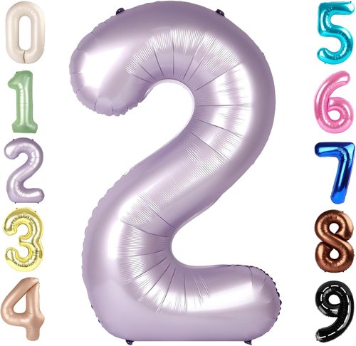 2 Numbers Balloon - 40 Inch Cream Purple Birthday Decor | Perfect for 2nd, 12th, 21st Parties & Celebrations