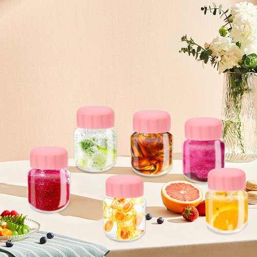 LovelyPaws 12 Pack 10oz Glass Juice Bottles with Lids, Small Water Bottles Reusable Shot Glass Bottles for Storing Juicing, Milk, Beverages, Kombucha, Fruit Drinks (Pink)