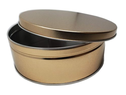 Pro Image Premium Cookie Tin (2 Pack) Gold Classic Design, Empty - Gift Container, Extra Thick Steel