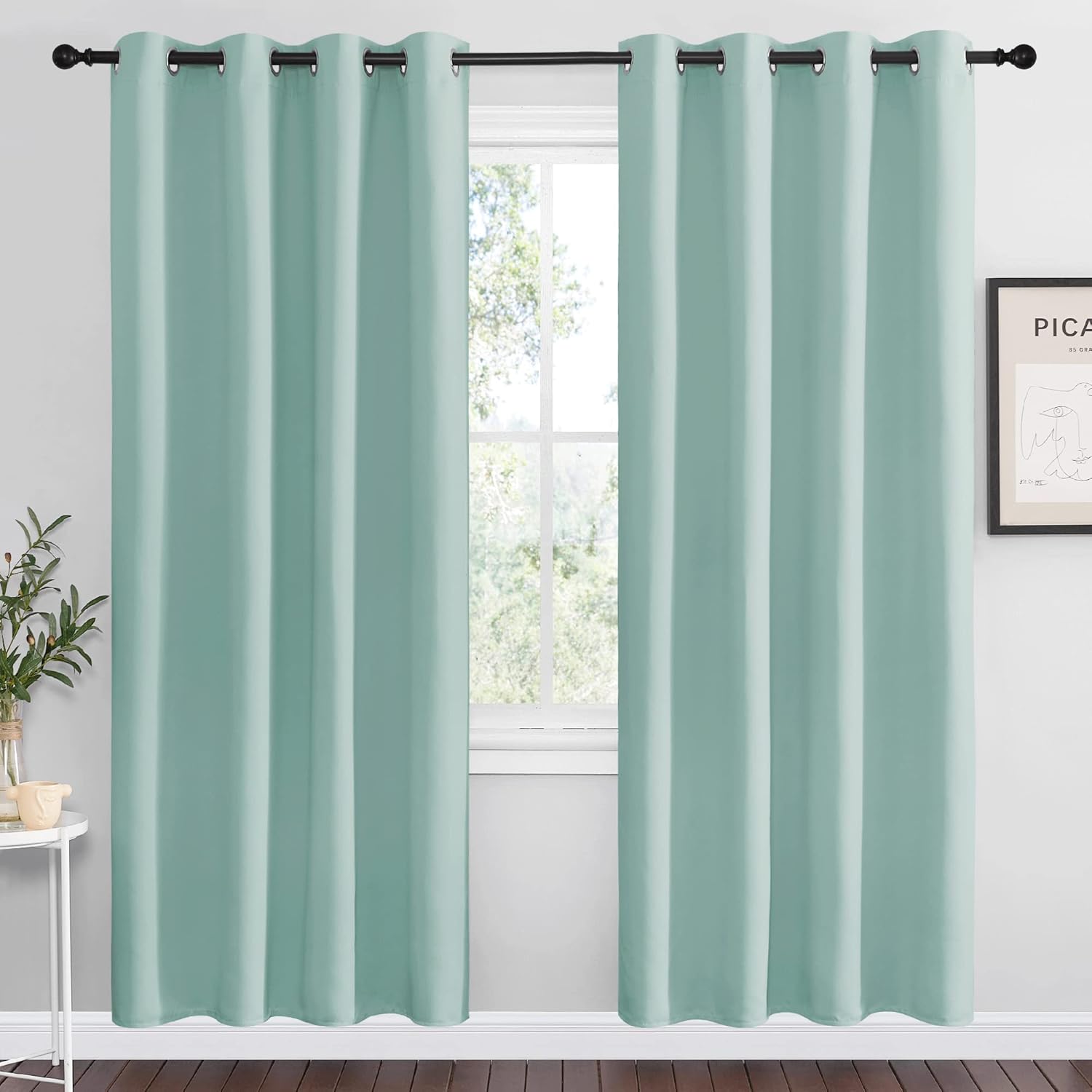 NICETOWN Aqua Blue Blackout Curtains - Sound Reducing Heat & Cold Blocking | 55" Wide x 78" Long (2 Pieces)