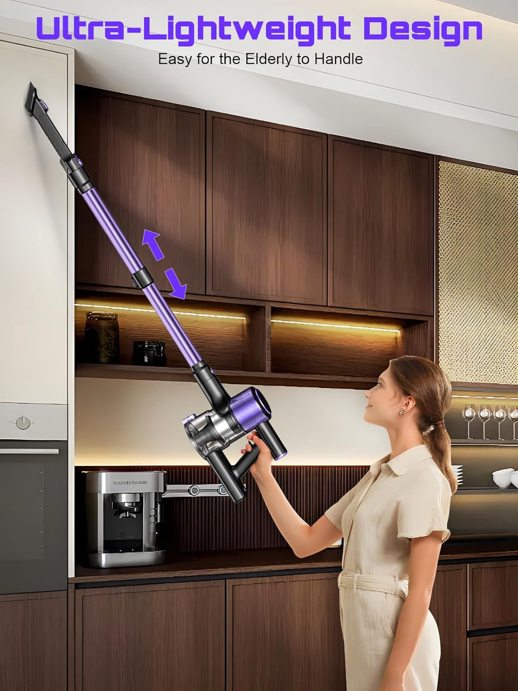 OIRFND Cordless Vacuum Cleaner - 10-in-1 Lightweight Stick Vacuum with Powerful Suction & LED Light | Ideal for Home & Carpets