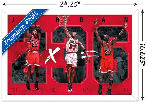 Trends International Michael Jordan - Six Wall Poster, 14.725" x 22.375", White Framed Version