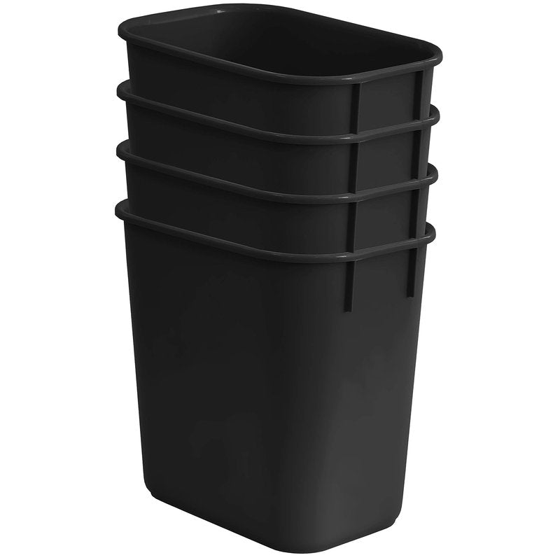 Acrimet Wastebasket, Deskside Bin, 3.25 Gallon/13 Quart/12 Liter, Trash Waste Grabage Can (Plastic) (Black Color) (Set of 8)