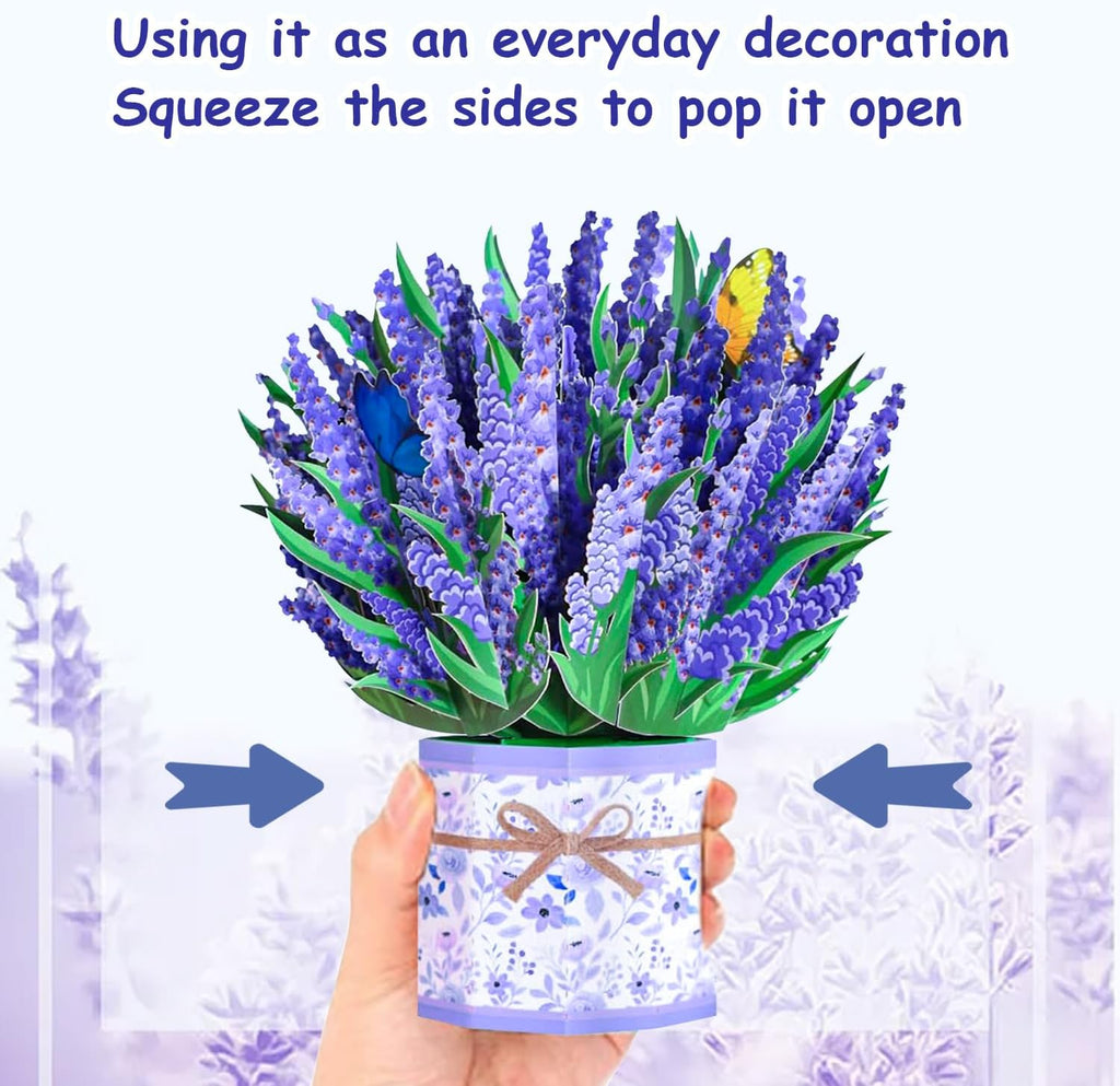 ROBBEAR 3D Lavender Bouquet Pop-Up Card - Perfect Greeting Card for Birthdays, Anniversaries & More