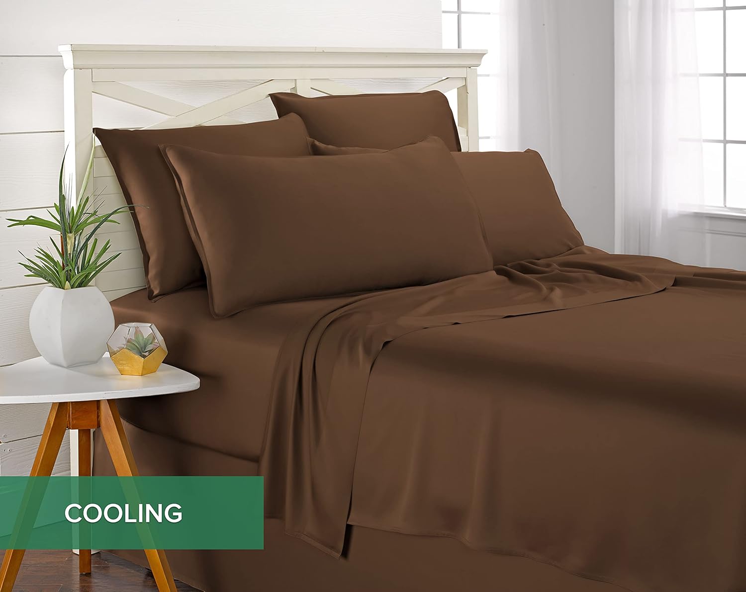 Pure Bamboo California King Sheets - 100% Organic Viscose Bed Sheet Set, Soft & Cooling, Coconut Husk