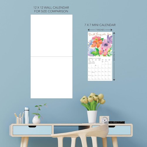 Graphique 2026 Mini Wall Calendar - Live Love Laugh | 7” x 7” | Thick Paper | Multilingual & Holiday Marked