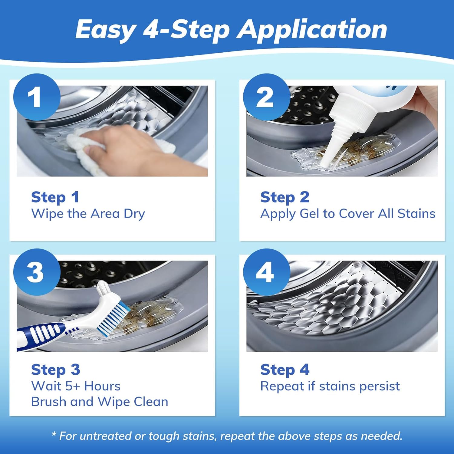 Regine Switzerland Mold-Stain Remover Gel - Low Odor Formula for Washing Machines & Bathrooms | Effective on Rubber Gaskets, Grout & Sealants