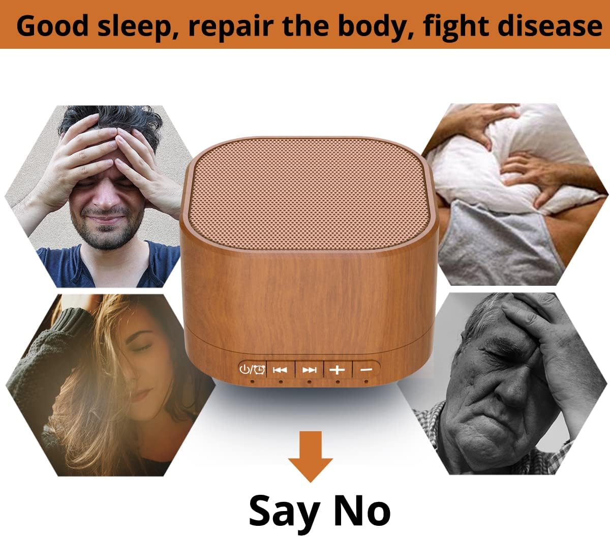 Skiennix White Noise Machine - 20 Soothing Sounds with Sleep Timer | Natural Wood Grain Finish