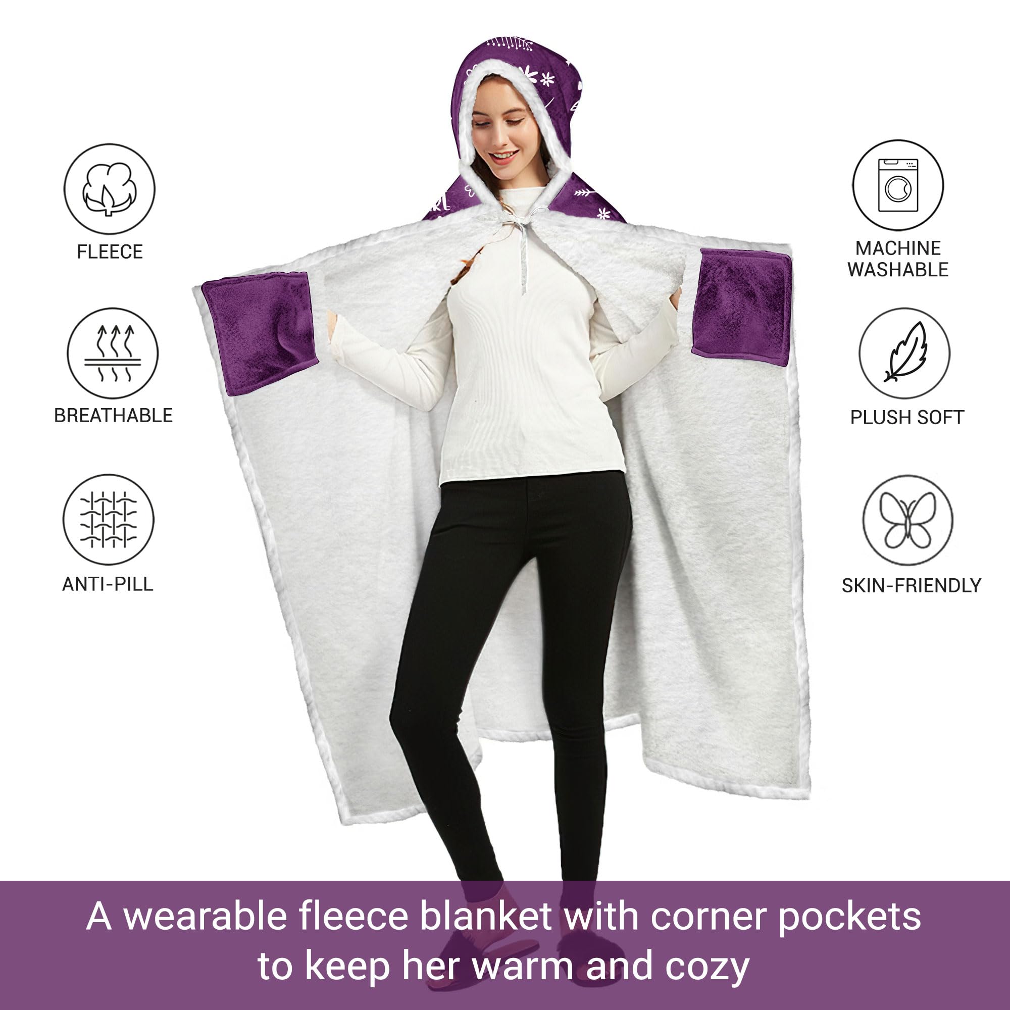 HUGGIB Best Grandma Ever Wearable Blanket Hoodie - Grandma Gifts from Grandchildren, Gifts for Grandmom - Grandma Gifts for Christmas, Birthday Gifts for Grandma