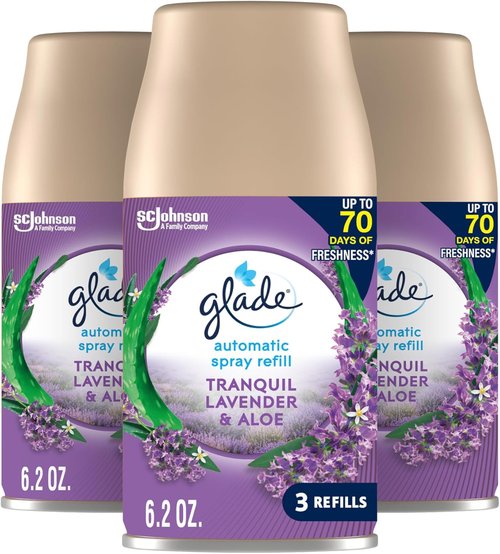 Glade Automatic Spray Refill - Tranquil Lavender & Aloe Air Freshener | 6.2 Oz, 3 Count