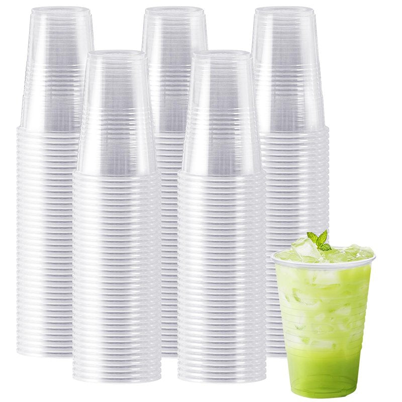 SIUQ 300 Pack 16 oz Clear Plastic Cups, 16 Ounce Disposable Cold Drinking Cups for Party, Picnic, Wedding, BBQ, Travel, Christmas, Halloween, Events