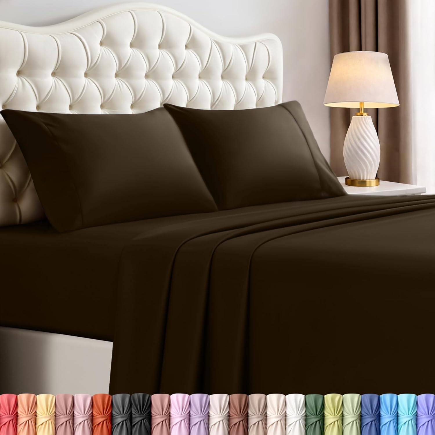 Utopia Bedding Full Size Sheet Set - Soft, Breathable Microfiber, 4-Piece in Brown | Oeko-Tex Certified