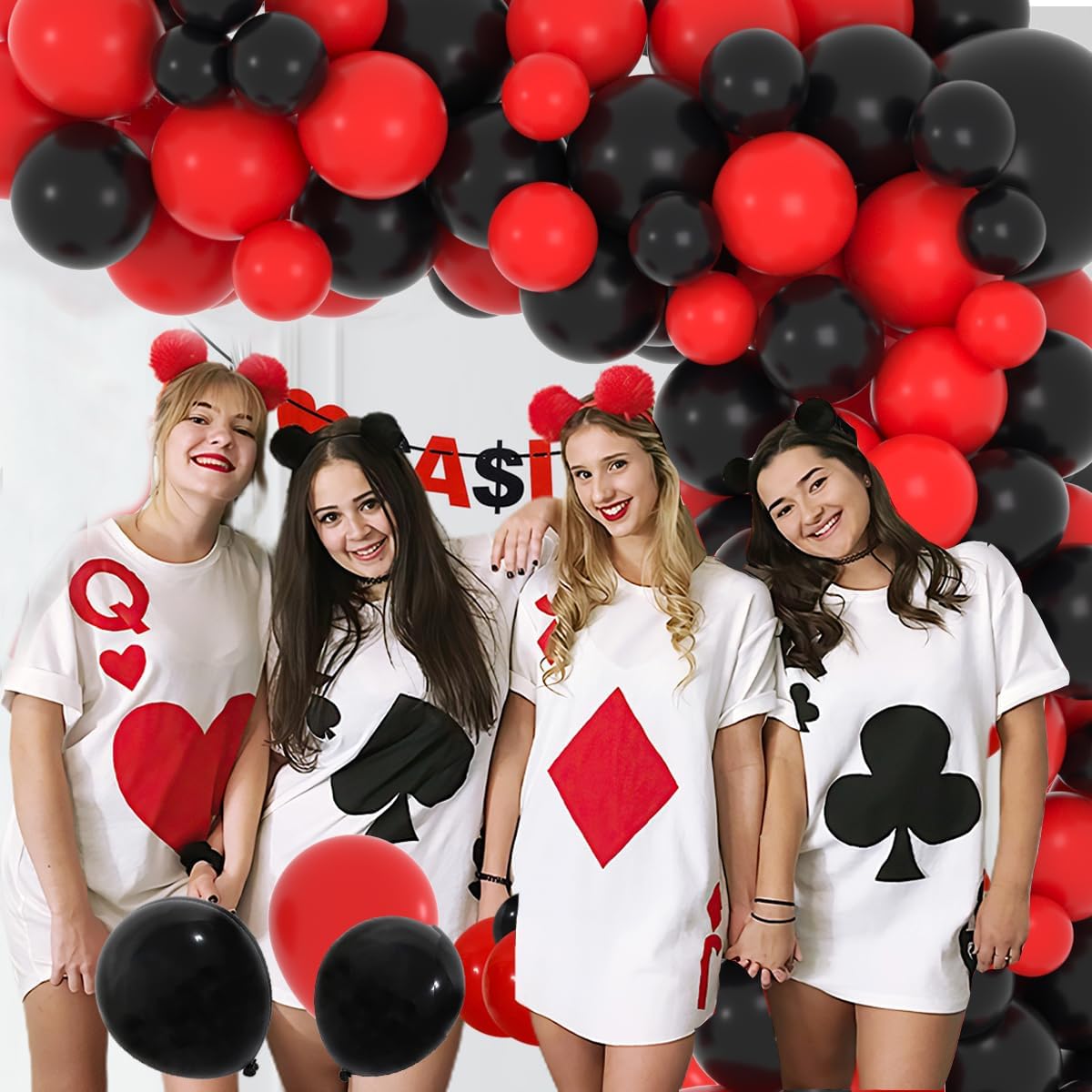 Skiennix Red and Black Balloon Garland Arch Kit - 122PCS Latex Balloons for Birthday, Wedding & Party Decor