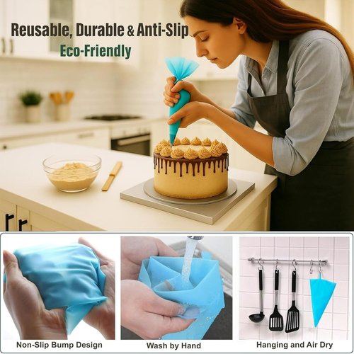 100Pcs Disposable Piping Bags Set by [Brand Name] - 12 Inch Pastry Bags with 16 Frosting Tips & Accessories