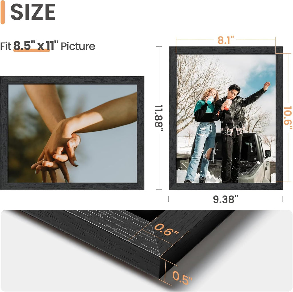 Upsimples 8.5x11 Picture Frame - Stylish Black Wall Gallery Frame for Photos | Single Pack