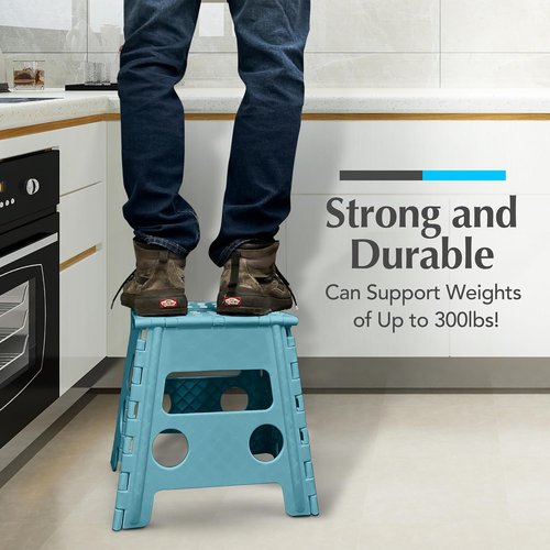 Handy Laundry Folding Step Stool - Lightweight & Sturdy for Adults and Kids | Easy One-Flip Open - Teal, 13 Inch