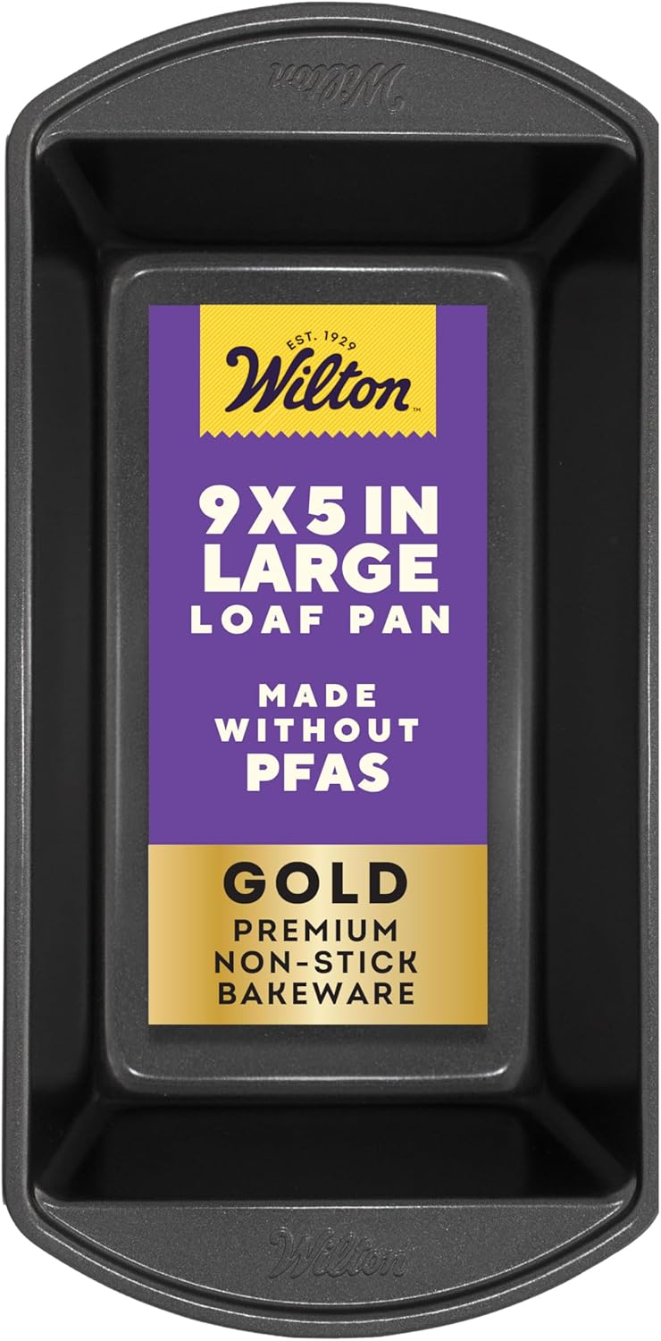 Wilton Gold Non-Stick Bakeware Large Loaf Pan | Perfect for Breads & Pound Cakes - 9.25 x 5.25 x 2.75 Inch