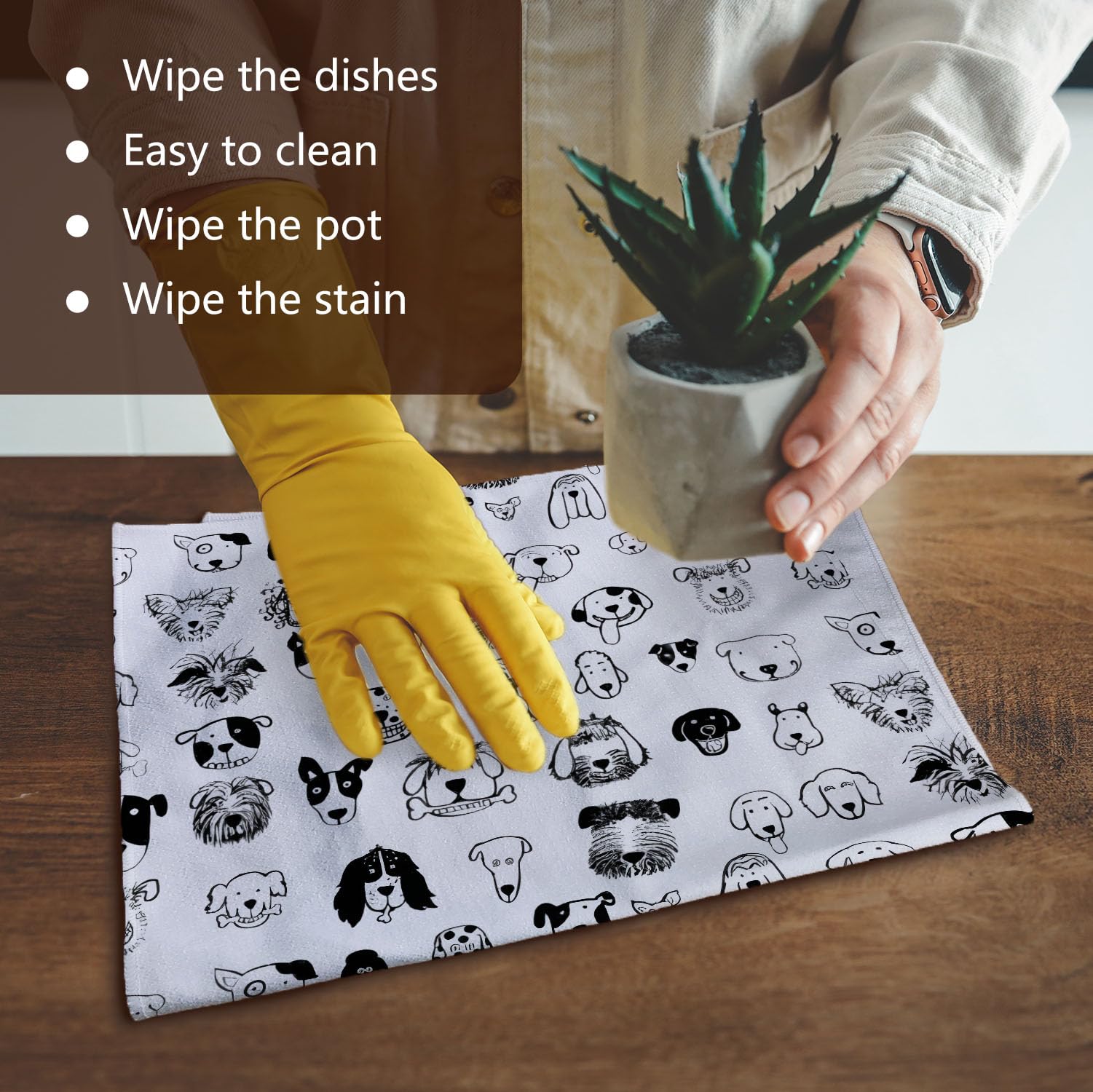 Jvpke Black and White Dog Dish Hand Towels for Kitchen Bathroom 16x24 - Dog Lover Gifts for Women Mom, Dogs Decor for Bathroom Home