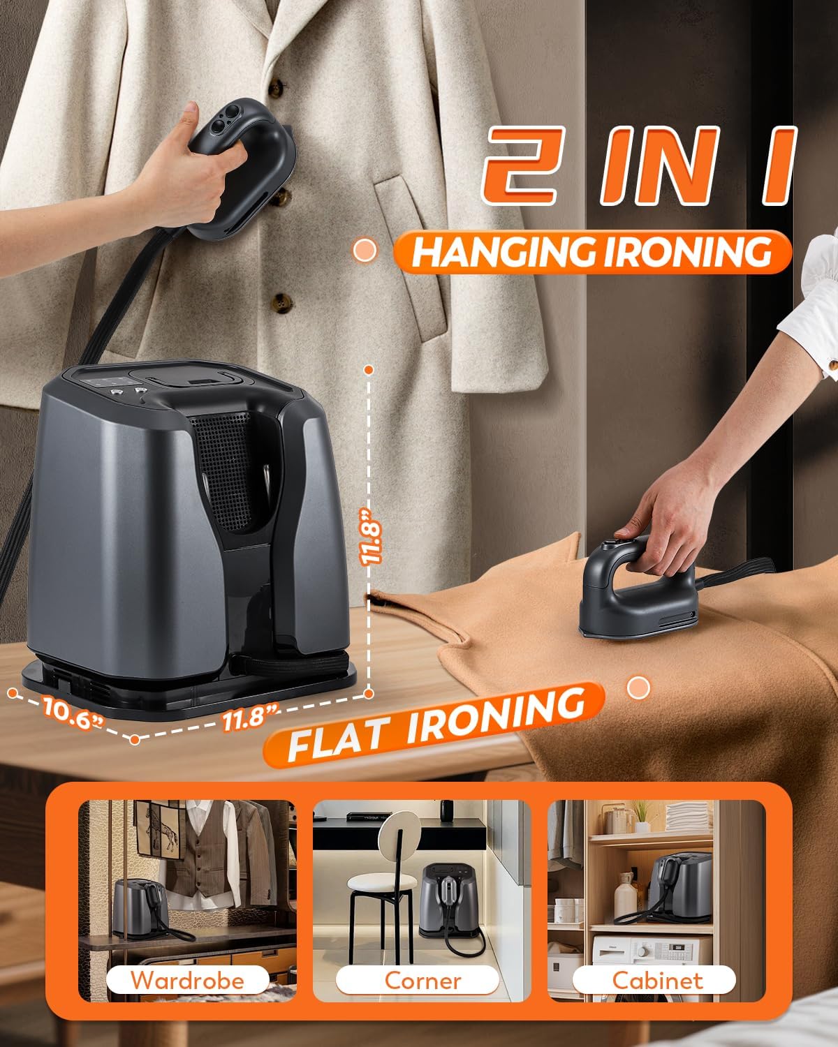 2200W Professional Steam Station | Dual Rapid Heat System & 1.2L Tank for 65 Mins of Steam - Silver-Grey