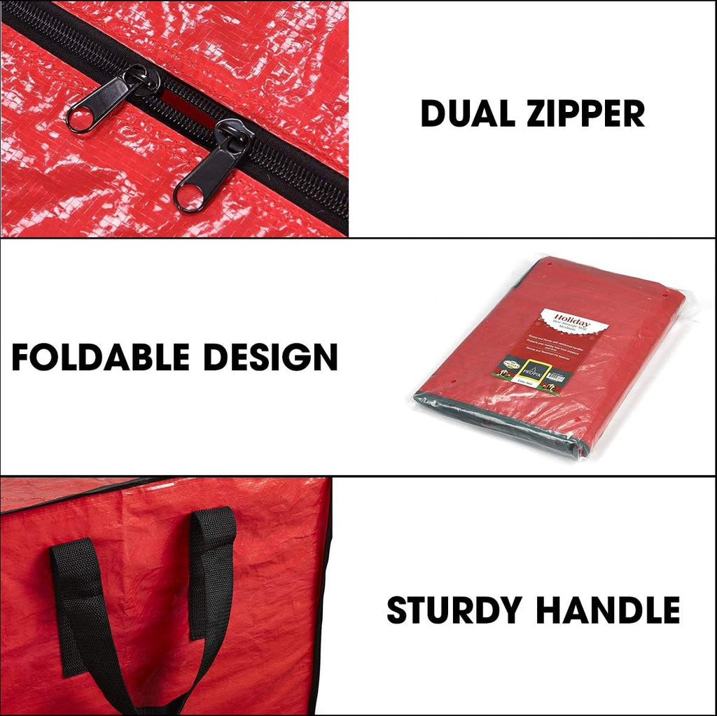 ProPik Christmas Tree Storage Bag - Fits Up to 7 Ft Tall Disassembled Tree | 45" x 15" x 20" Red Holiday Storage Case with Handles & Zipper
