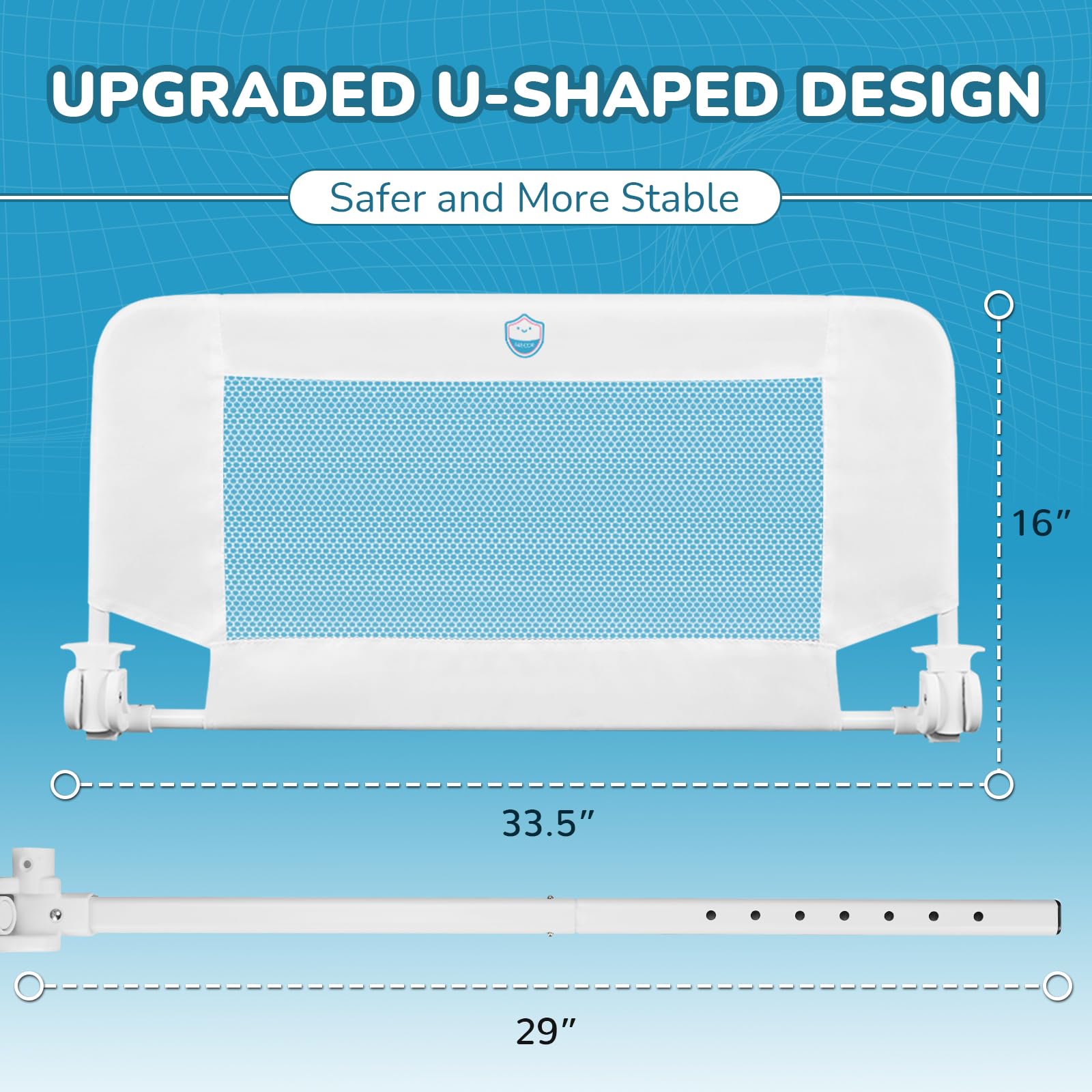Salcod Universal Swing Down Crib Rail Guard, Convertible Crib Bed Rail for Toddlers, with Reinforced Wing Nut Safety System, Compatible with All Major Brand of Crib, White