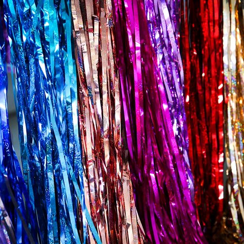 GZ-LAOPAITOU Blue Foil Fringe Curtains - 2 Pack 3.3x8.2 Ft Party Decorations | Perfect for Weddings & Events