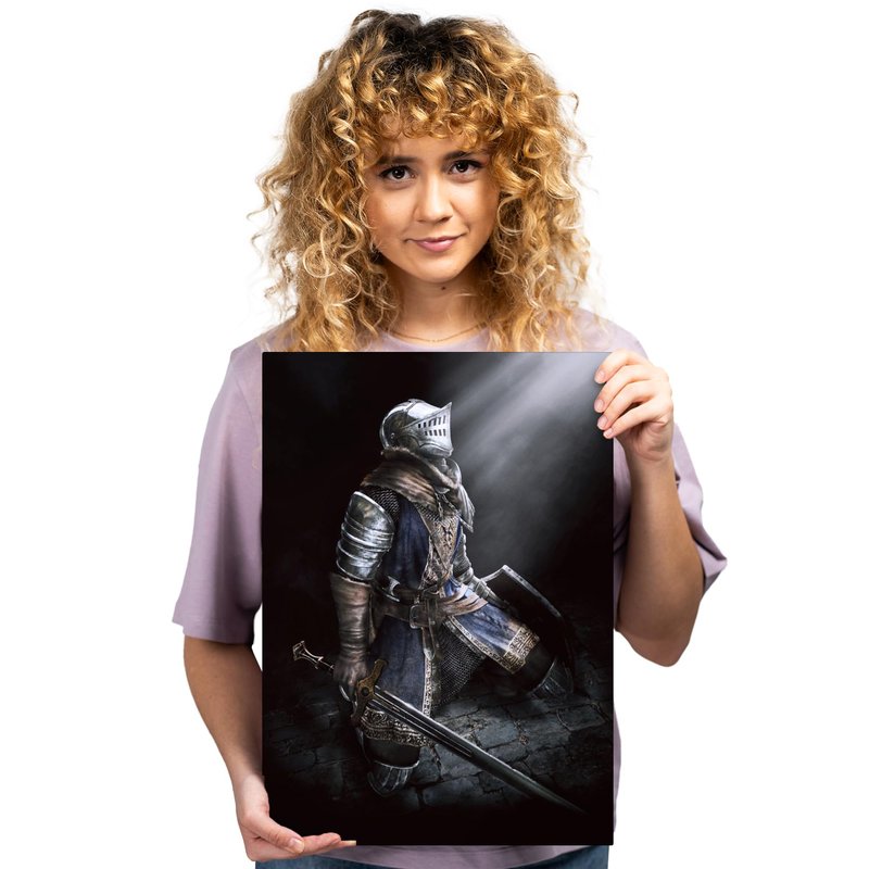 Displate Metal Poster Dark Souls - Lordran - Chosen Undead - Easy Magnetic Mounting – Knight Collectible Gift for Gamer - Fantasy Wall Art Room Decor Bedroom Posters - 12.6x17.7 in