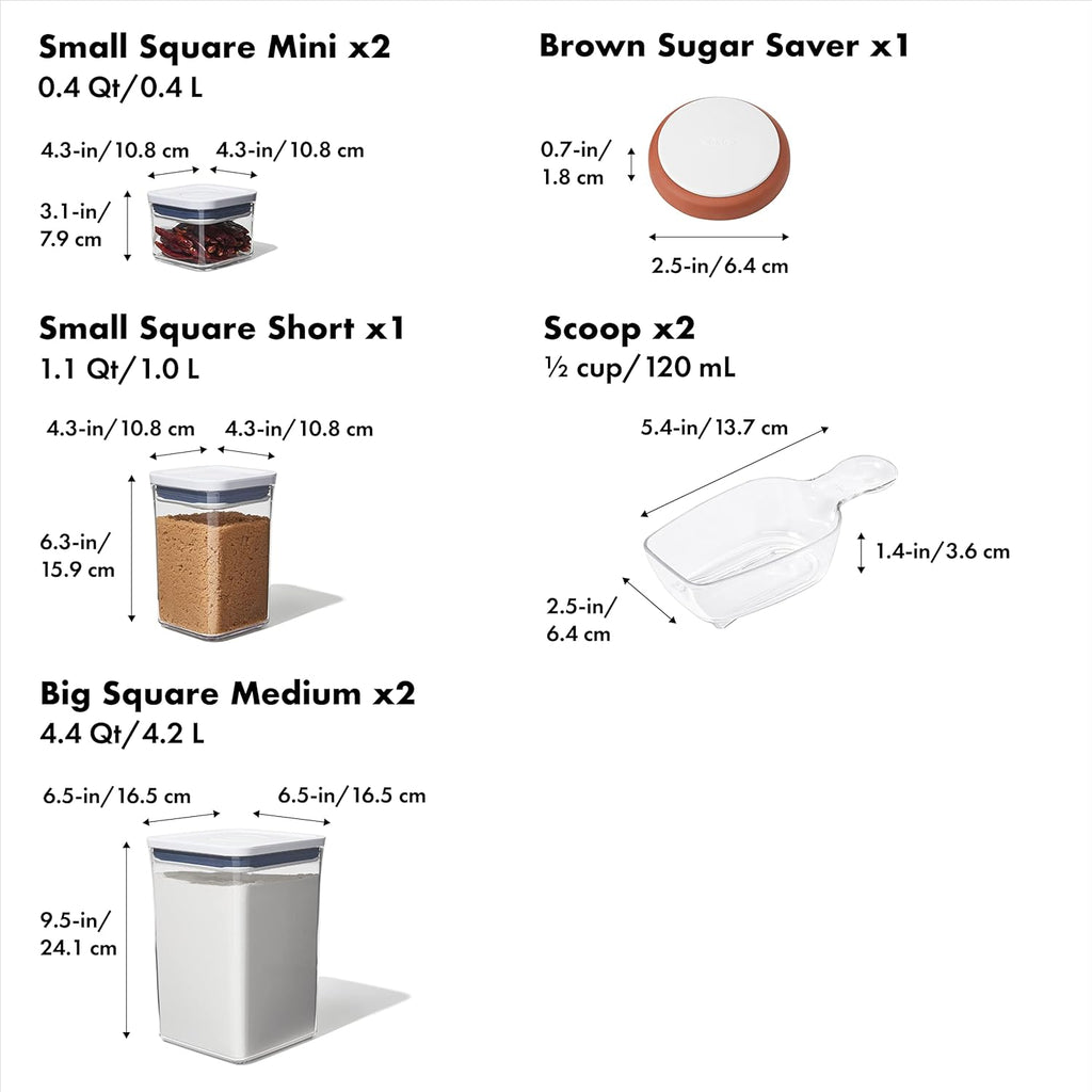 OXO Good Grips Baking Essentials Set - 8-Piece POP Storage Containers for Freshness & Organization