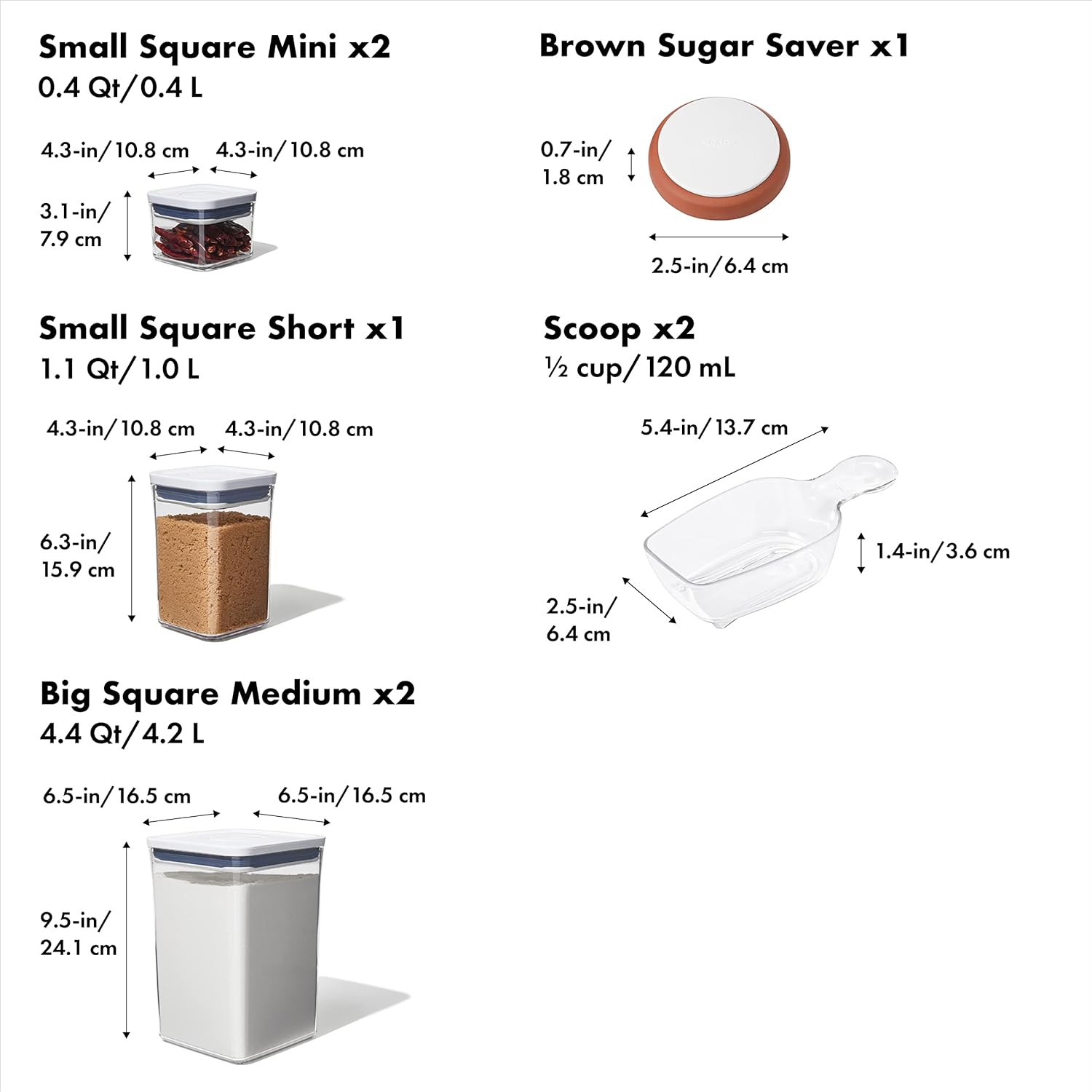 OXO Good Grips Baking Essentials Set - 8-Piece POP Storage Containers for Freshness & Organization