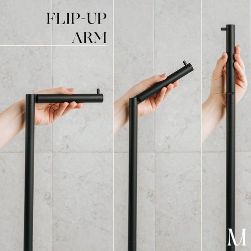 Marmolux Acc Free Standing Toilet Paper Holder - Modern Matte Black Design for 4 Rolls