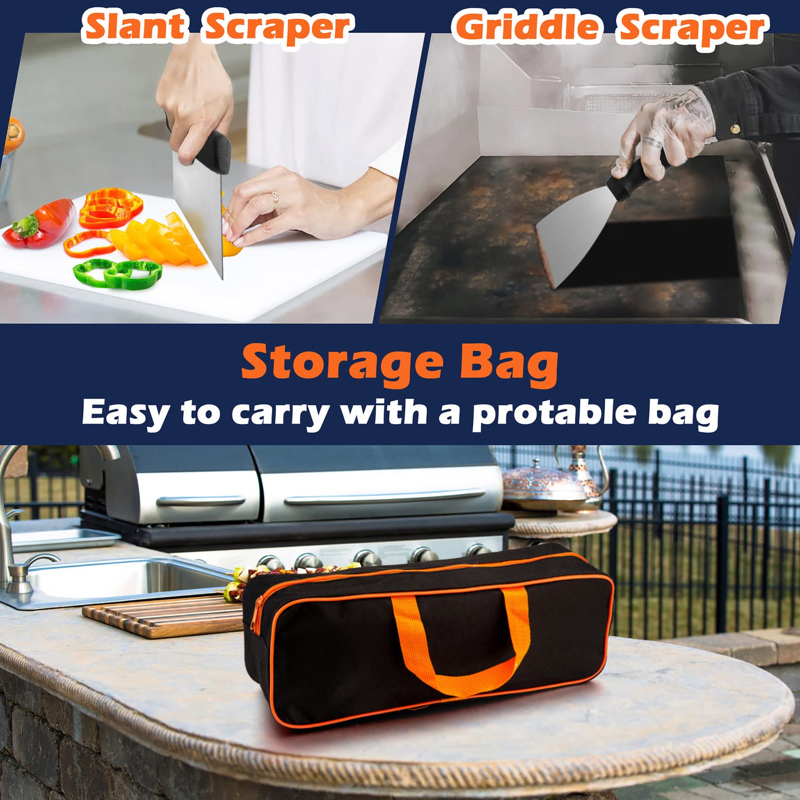 Griddle Accessories Kit, Joyfair 18Pcs Flat Top Grill Accessories for Blackstone, Stainless Steel Hibachi Griddle Tool Set with Spatula, Basting Cover Burger Press for Outdoor BBQ (PP Plastic Handles)