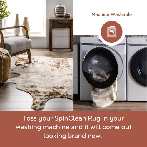 nuLOOM Shaped 5' x 7' SpinClean Machine Washable Stain-Resistant Area Rug Medium Profile for Living Room, Bedroom, and Dining Room, Marcia Brown