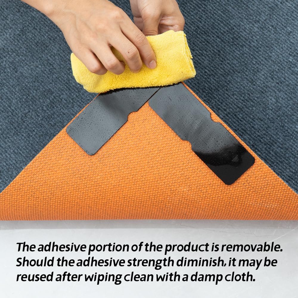 Skiennix Rug Gripper | 12 PCS No Damage Anti-Slip Tape for Hardwood Floors - Secure Area Rugs