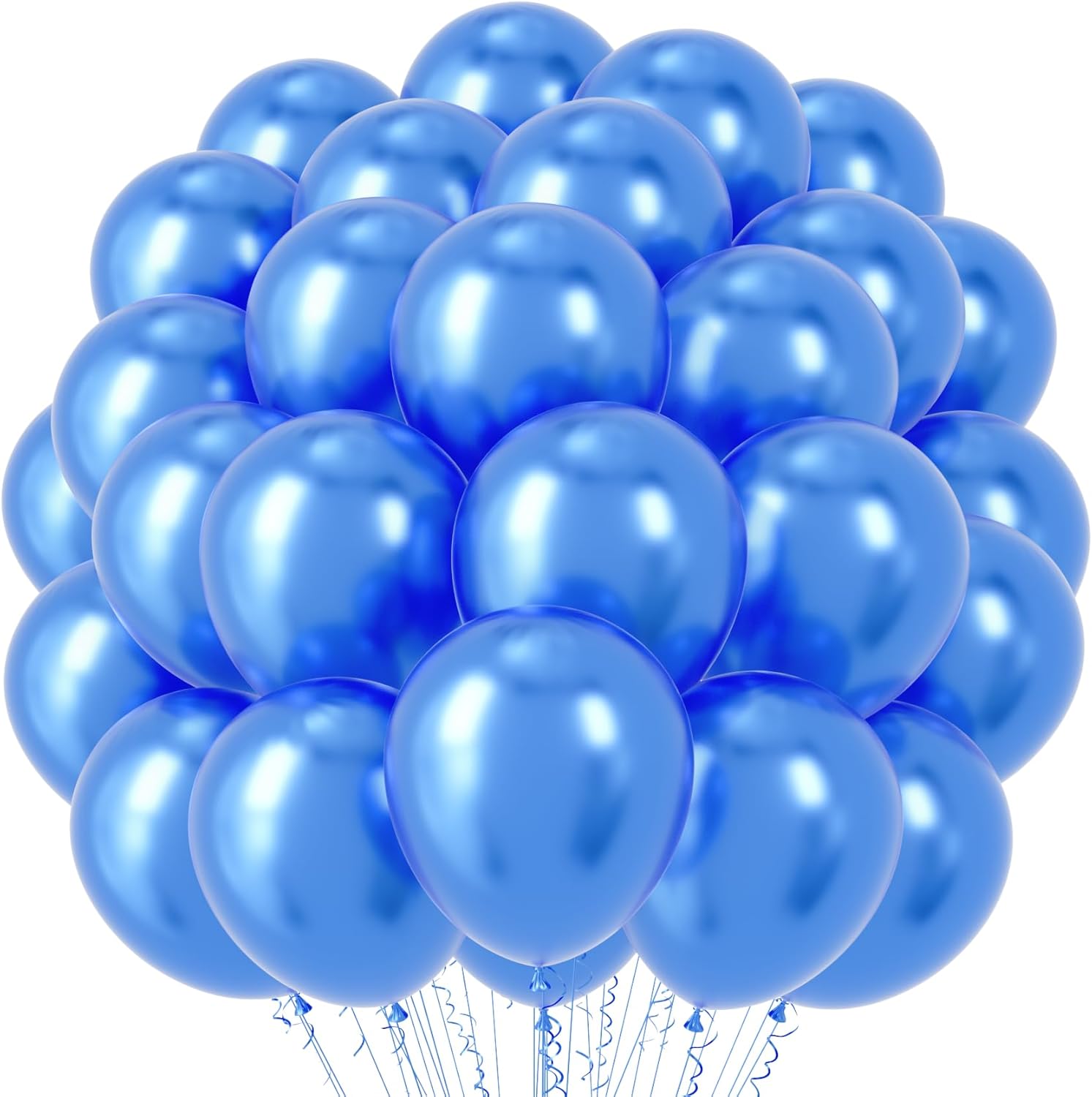 Voircoloria Metallic Blue Balloons - 12-Inch Chrome Blue Latex | 66-Pack for Parties & Celebrations