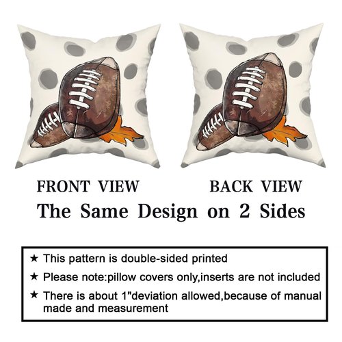 Fall Pillow Covers 18x18 Inch Fall Football Pumpkin Maple Leaf Polyester Decorative Throw Pillow Case Autumn Thankful Polka Dot Cushion Cover Set of 2 Home Decor for Sofa Living Room Couch Chair
