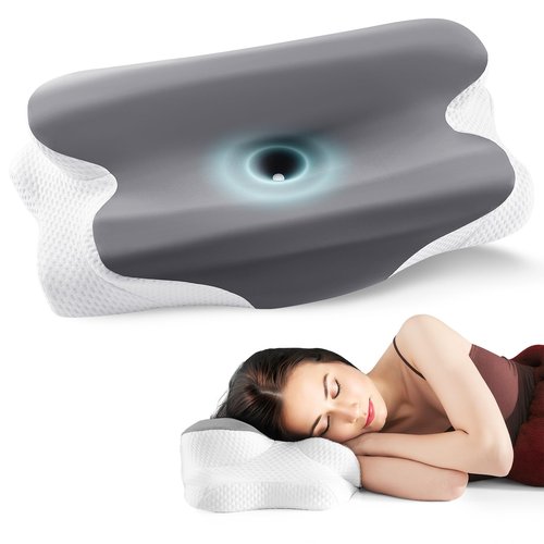 Cervical Pillow for Neck and Shoulder Relief, Cooling Memory Foam Pillow for Sleeping, Ergonomic Neck Support Pillow Contour Bed Pillow for Back Side Stomach Sleepers with Pillowcase