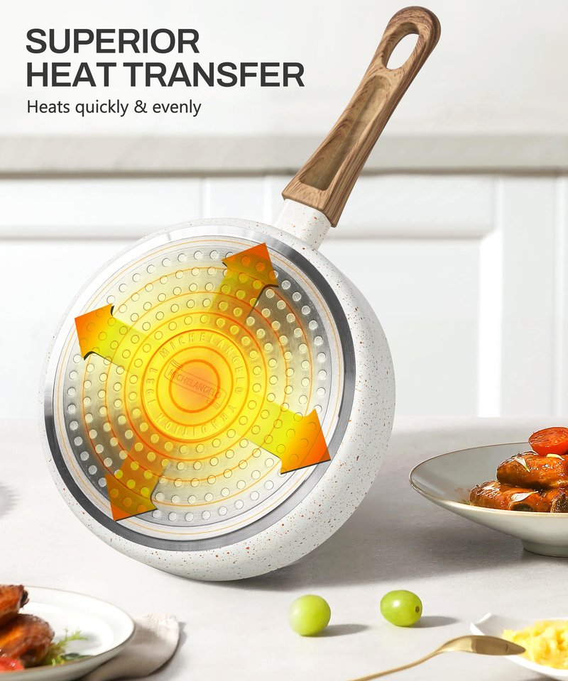 MICHELANGELO Small Frying Pan Nonstick - 6 Inch Single Egg Frying Pan, Mini Skillet with Stay-Cool Handle, Non-Toxic Omelette Pan, White