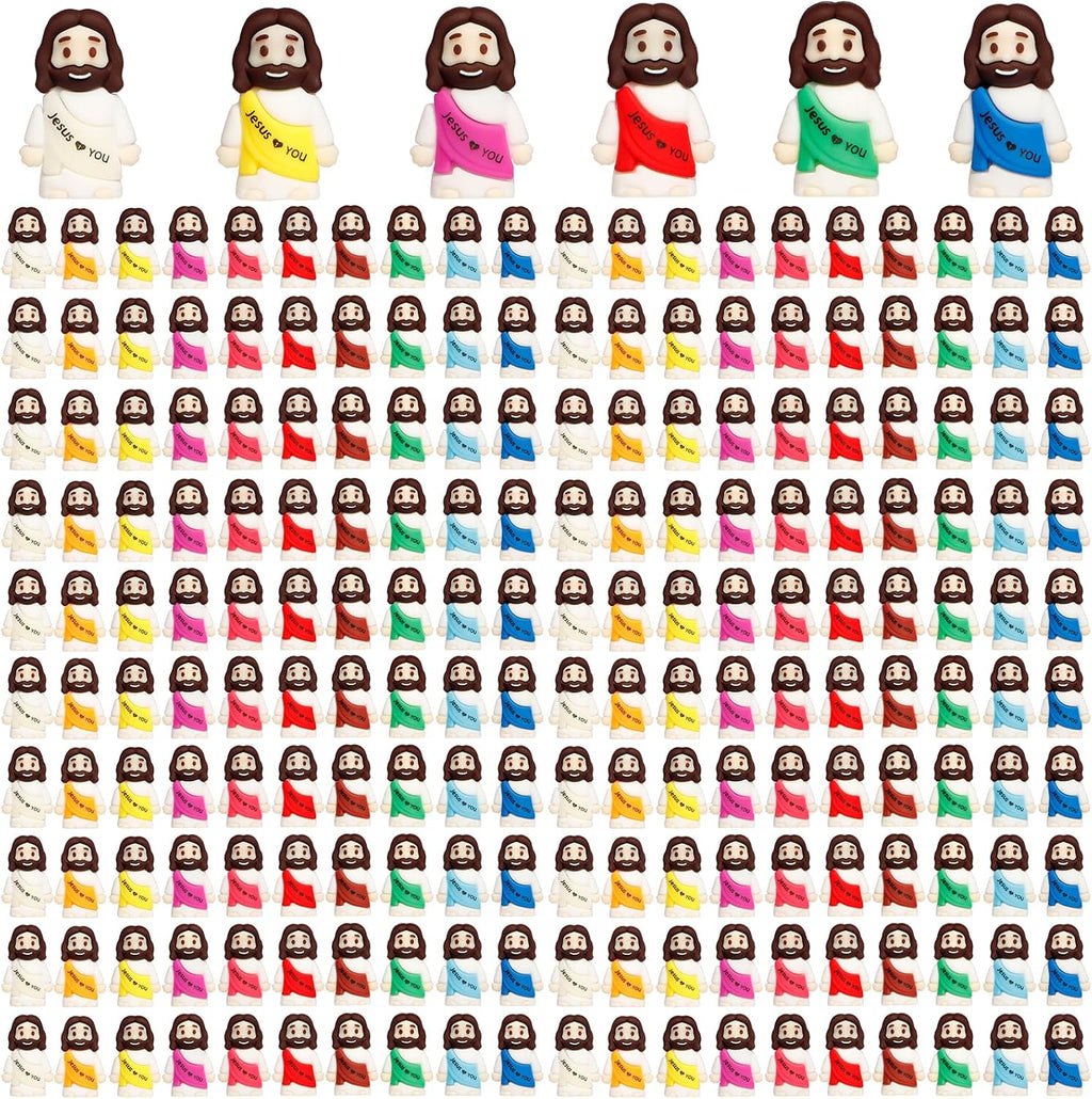 Skiennix 200PCS Little Jesus Figurines - Colorful Mini Religious Gifts for Easter Egg Stuffers