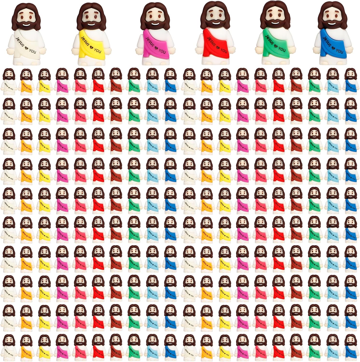 Skiennix 200PCS Little Jesus Figurines - Colorful Mini Religious Gifts for Easter Egg Stuffers
