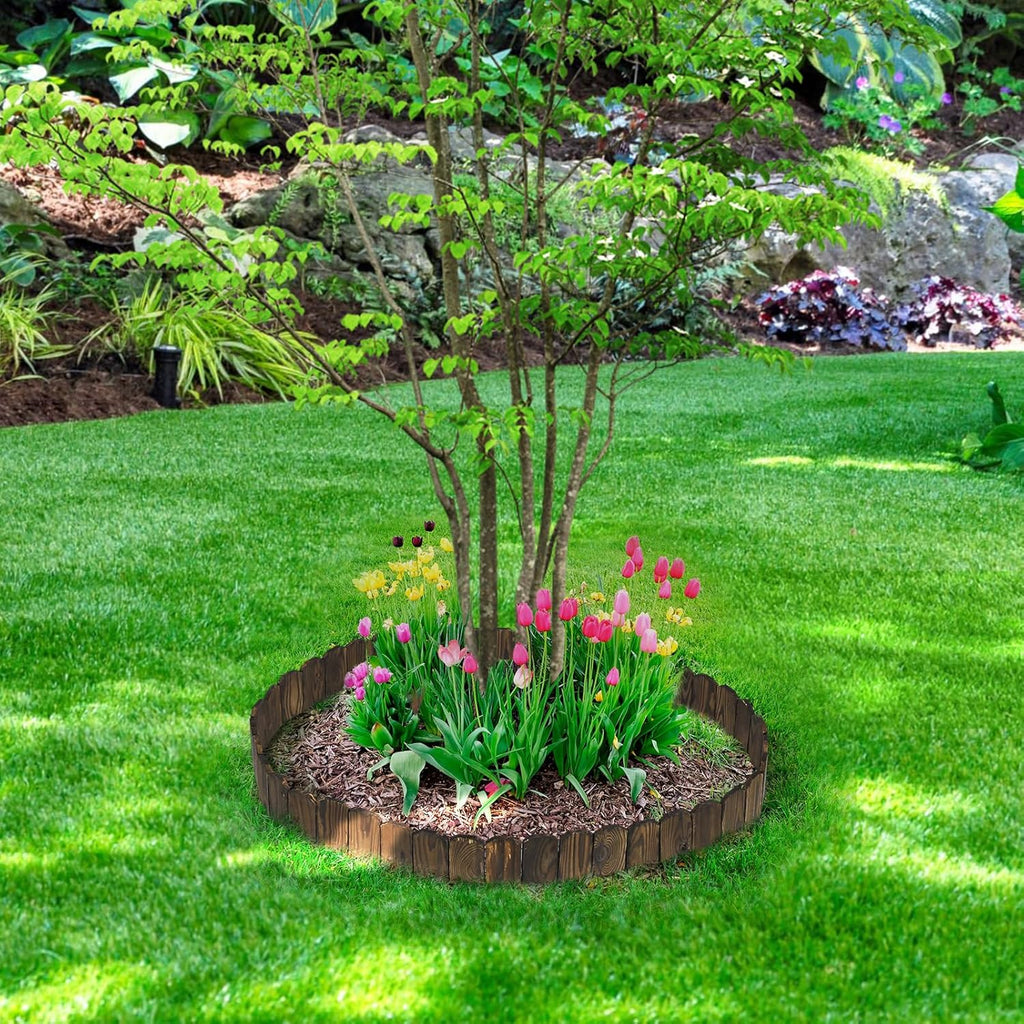 Sturdy Landscape Edging by [Brand Name] - 9.6ft Anti-Corrosive Wood Garden Border for Flower Beds & Paths