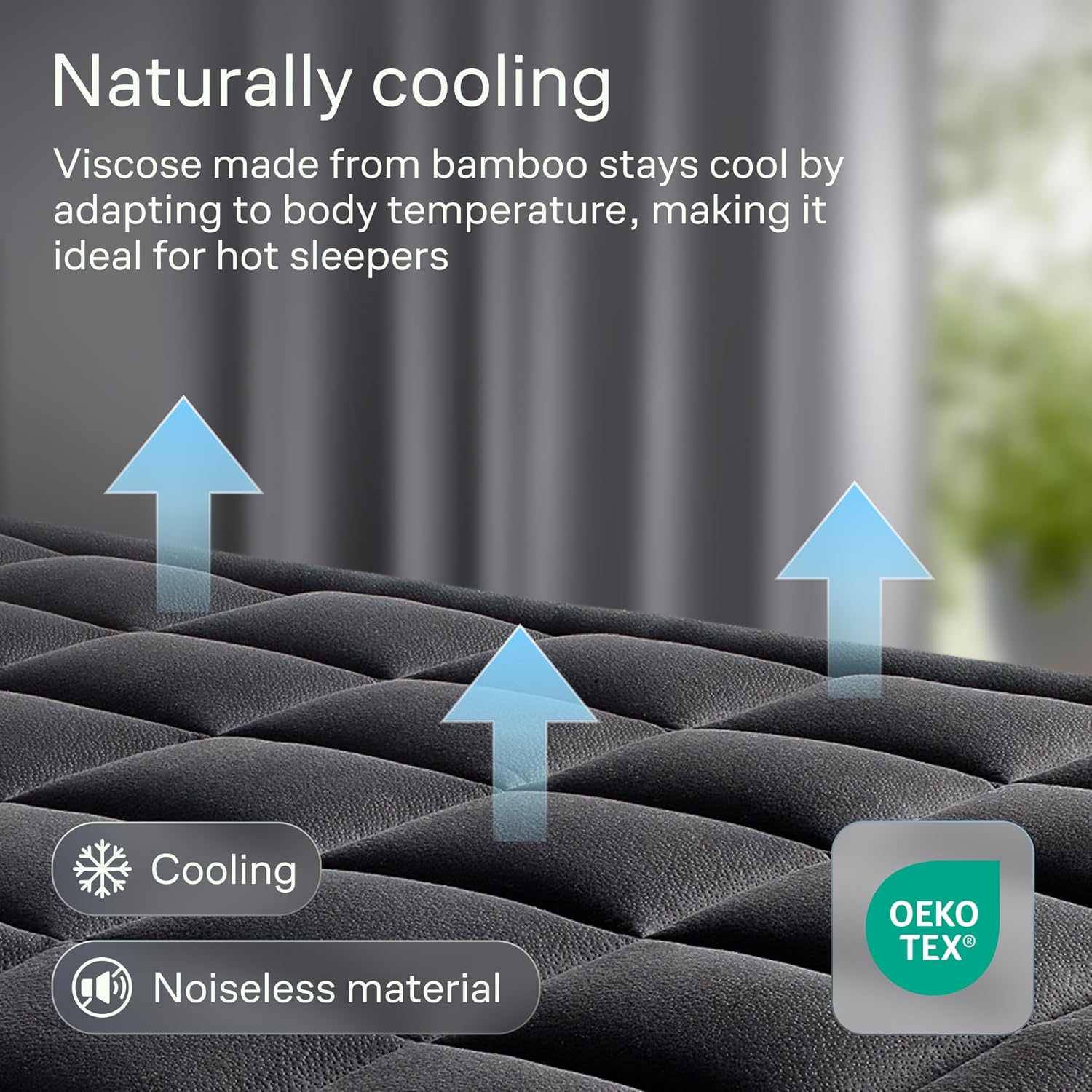 Niagara Ultra Soft Twin Size Mattress Topper - Viscose Bamboo Pillow Top for Back Pain Relief | Naturally Cooling, Black