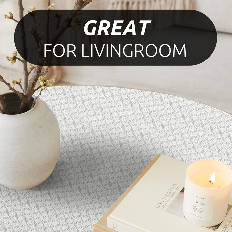 RAY STAR 18X96 Inch Shelf Liner for Kitchen Cabinets, Non-Adhesive Cabinet Liner Washable, PVC Drawer Liner for Dresser Non-Slip Bathroom (White Circle)(5 Roll)