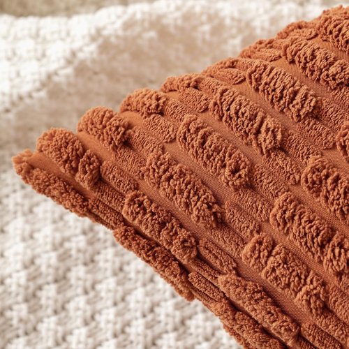 MIULEE Decorative Pillow Covers - Soft Boho Striped Corduroy | Pack of 2, 20x20 Inch for Modern Farmhouse Decor