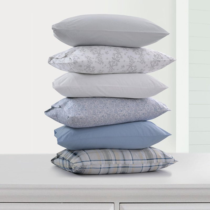 Tribeca Living Cotton Percale King Size Bed Sheet Set, 300 Thread Count, Extra Deep Pockets, Soft Grey
